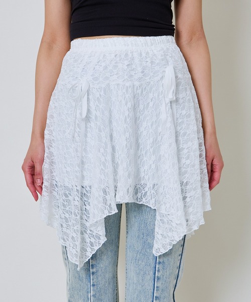 GORGE（ゴージ）の「《リボン×フリルレース》レディース ミニスカート レイヤード風デザイン 春夏秋（スカート・レディース・ブラック/オフホワイト・F）」の11枚目の写真