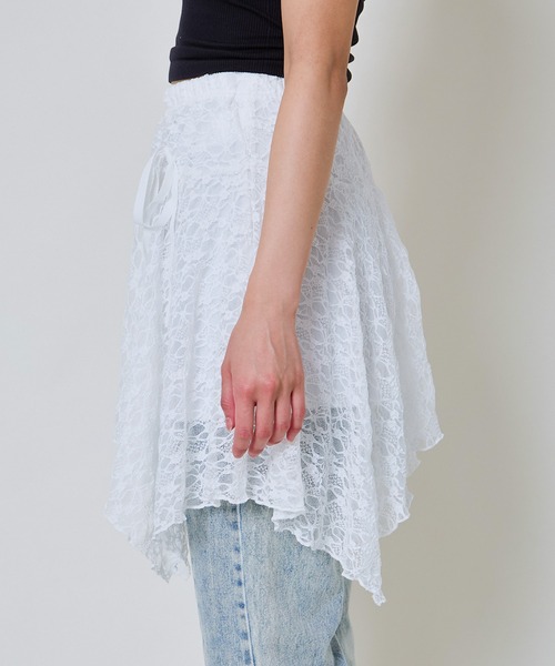 GORGE（ゴージ）の「《リボン×フリルレース》レディース ミニスカート レイヤード風デザイン 春夏秋（スカート・レディース・ブラック/オフホワイト・F）」の12枚目の写真