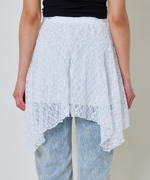 GORGE（ゴージ）の「《リボン×フリルレース》レディース ミニスカート レイヤード風デザイン 春夏秋（スカート・レディース・ブラック/オフホワイト・F）」の13枚目の写真