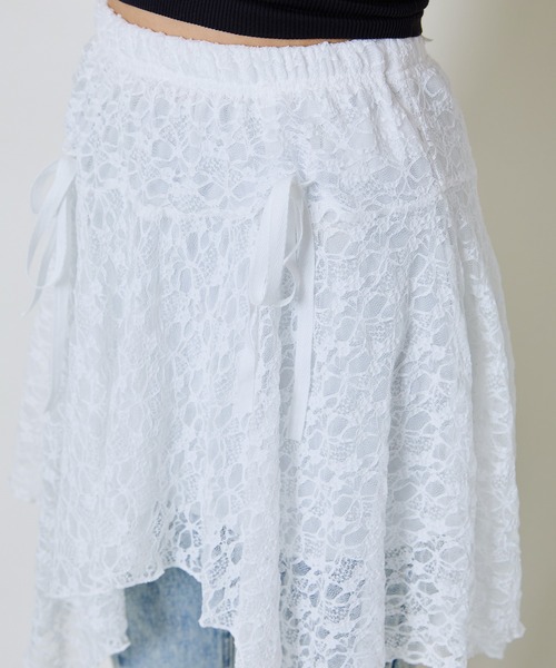 GORGE（ゴージ）の「《リボン×フリルレース》レディース ミニスカート レイヤード風デザイン 春夏秋（スカート・レディース・ブラック/オフホワイト・F）」の14枚目の写真
