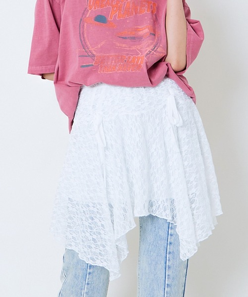 GORGE（ゴージ）の「《リボン×フリルレース》レディース ミニスカート レイヤード風デザイン 春夏秋（スカート・レディース・ブラック/オフホワイト・F）」の17枚目の写真