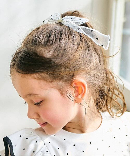 apres les cours(アプレレクール)の「シアードットリボンヘアゴム(ヘアゴム・キッズ・アイボリー・FREE)」の1枚目の写真