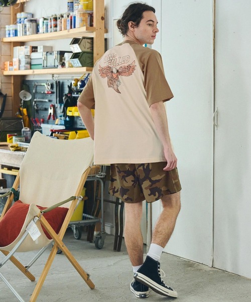 UN-FILLED（アンフィルド）の「mt9717- 90s GERBERA EAGLE RAGLAN SLEEVE T-SHIRT Tシャツ（Tシャツ/カットソー・メンズ・ブラック×ホワイト/ブラウン系その他/グリーン系その他・M/L/XL）」の10枚目の写真