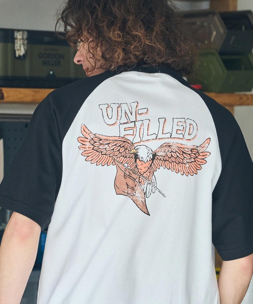 UN-FILLED（アンフィルド）の「mt9717- 90s GERBERA EAGLE RAGLAN SLEEVE T-SHIRT Tシャツ（Tシャツ/カットソー・メンズ・ブラック×ホワイト/ブラウン系その他/グリーン系その他・M/L/XL）」の11枚目の写真
