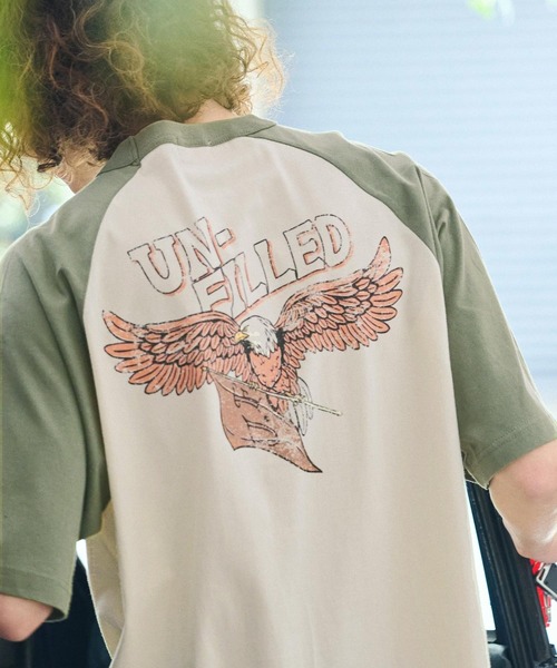 UN-FILLED（アンフィルド）の「mt9717- 90s GERBERA EAGLE RAGLAN SLEEVE T-SHIRT Tシャツ（Tシャツ/カットソー・メンズ・ブラック×ホワイト/ブラウン系その他/グリーン系その他・M/L/XL）」の17枚目の写真