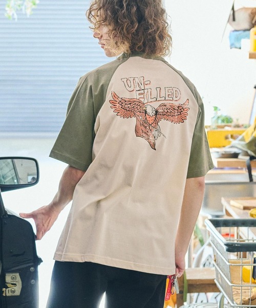 UN-FILLED（アンフィルド）の「mt9717- 90s GERBERA EAGLE RAGLAN SLEEVE T-SHIRT Tシャツ（Tシャツ/カットソー・メンズ・ブラック×ホワイト/ブラウン系その他/グリーン系その他・M/L/XL）」の18枚目の写真