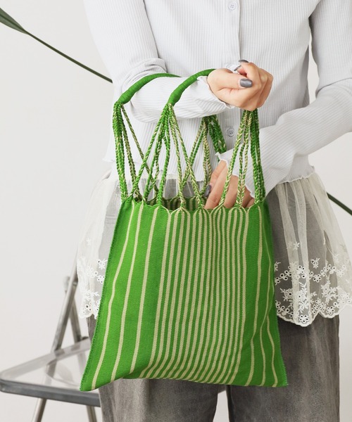 OJO DE MEX(オホデメックス)の「OJO DE MEX/オホデメックス Cotton Fold bag Mini フォールドミニトートバック(トートバッグ・レディース・イエロー/ピンク/グリーン/カーキブラウン・FREE)」の3枚目の写真