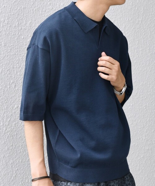 A.PRESSE 24SS スキッパーニット ポロ　サイズ3 A.PRESSE - アプレッセ24SS High Gauge S/S Striped Skipper