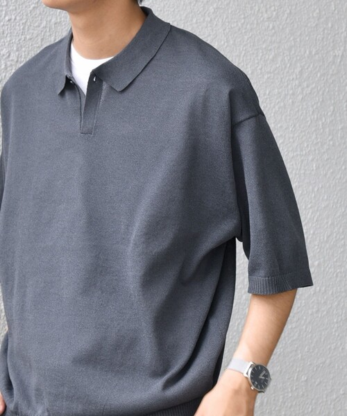 SHIPS any:〈手洗い可能〉リネンミックス ハイゲージ ニット