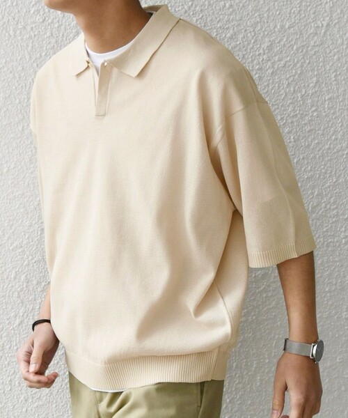 SHIPS any(シップス エニィ)の「SHIPS any:〈手洗い可能〉リネンミックス ハイゲージ ニット スキッパー ポロシャツ◇(ポロシャツ・メンズ・ネイビー/ブラック/オフホワイト/チャコールグレー/ダークブルー・MEDIUM/LARGE)」の18枚目の写真