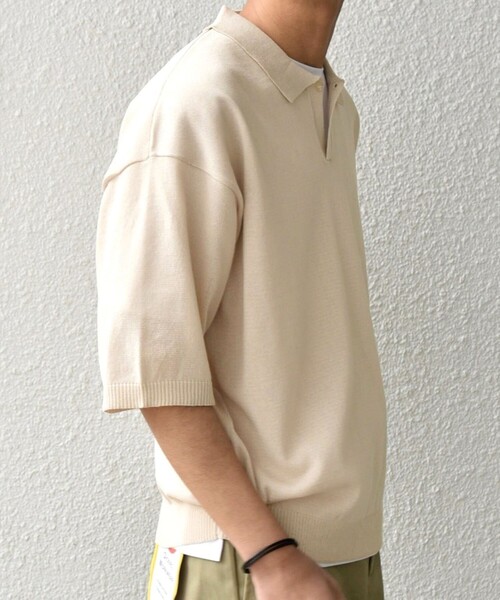 SHIPS any(シップス エニィ)の「SHIPS any:〈手洗い可能〉リネンミックス ハイゲージ ニット スキッパー ポロシャツ◇(ポロシャツ・メンズ・ネイビー/ブラック/オフホワイト/チャコールグレー/ダークブルー・MEDIUM/LARGE)」の19枚目の写真