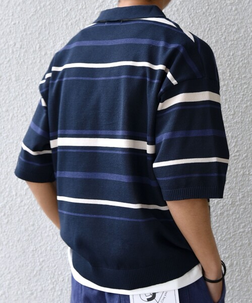 SHIPS any(シップス エニィ)の「SHIPS any:〈手洗い可能〉リネンミックス ハイゲージ ニット スキッパー ポロシャツ◇(ポロシャツ・メンズ・ネイビー/ブラック/オフホワイト/チャコールグレー/ダークブルー・MEDIUM/LARGE)」の6枚目の写真