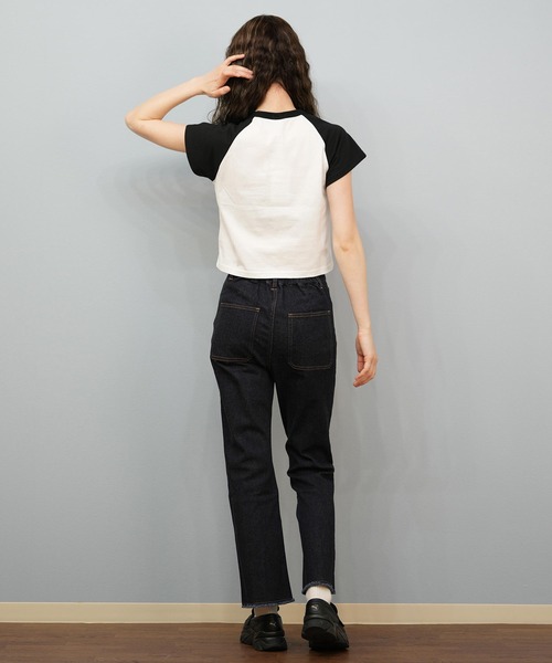 Kappa(カッパ)の「Kappa/カッパ 刺繍ロゴ ショート丈 半袖Tシャツ ミニTシャツ 215936(Tシャツ/カットソー・レディース・ホワイト/ライトブルー/ブラック・L/M)」の17枚目の写真