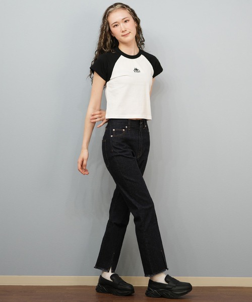 Kappa(カッパ)の「Kappa/カッパ 刺繍ロゴ ショート丈 半袖Tシャツ ミニTシャツ 215936(Tシャツ/カットソー・レディース・ホワイト/ライトブルー/ブラック・L/M)」の19枚目の写真