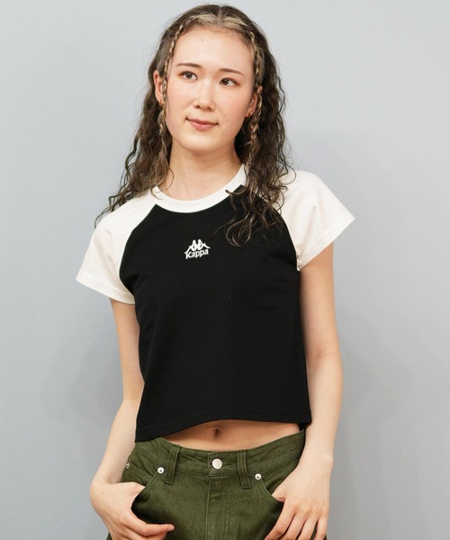 Kappa(カッパ)の「Kappa/カッパ 刺繍ロゴ ショート丈 半袖Tシャツ ミニTシャツ 215936(Tシャツ/カットソー・レディース・ホワイト/ライトブルー/ブラック・L/M)」の21枚目の写真