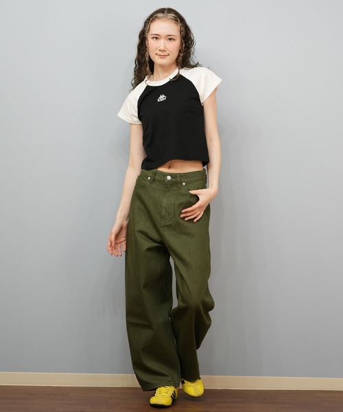 Kappa(カッパ)の「Kappa/カッパ 刺繍ロゴ ショート丈 半袖Tシャツ ミニTシャツ 215936(Tシャツ/カットソー・レディース・ホワイト/ライトブルー/ブラック・L/M)」の11枚目の写真