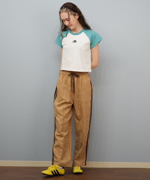 Kappa(カッパ)の「Kappa/カッパ 刺繍ロゴ ショート丈 半袖Tシャツ ミニTシャツ 215936(Tシャツ/カットソー・レディース・ホワイト/ライトブルー/ブラック・L/M)」の16枚目の写真