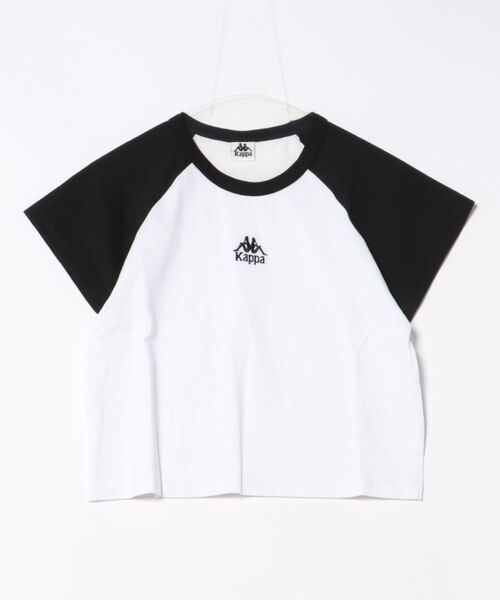 Kappa(カッパ)の「Kappa/カッパ 刺繍ロゴ ショート丈 半袖Tシャツ ミニTシャツ 215936(Tシャツ/カットソー・レディース・ホワイト/ライトブルー/ブラック・L/M)」の9枚目の写真
