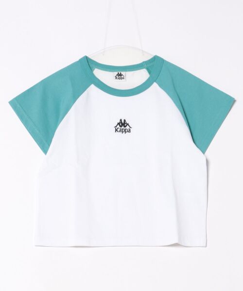 Kappa(カッパ)の「Kappa/カッパ 刺繍ロゴ ショート丈 半袖Tシャツ ミニTシャツ 215936(Tシャツ/カットソー・レディース・ホワイト/ライトブルー/ブラック・L/M)」の5枚目の写真