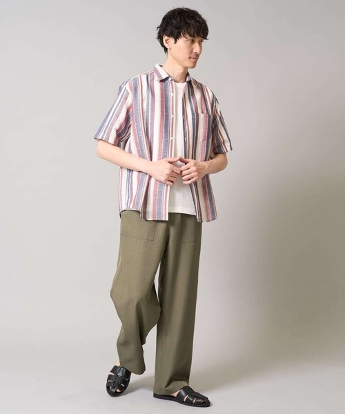 a.v.v(アーヴェヴェ)の「【洗濯機で洗える】マルチストライプワイドシルエットシャツ(シャツ/ブラウス・メンズ・レッド/ブルー・48/46)」の8枚目の写真