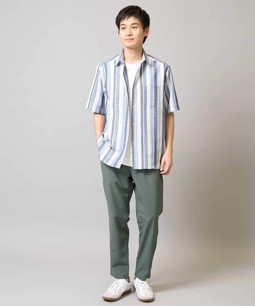 a.v.v(アーヴェヴェ)の「【洗濯機で洗える】マルチストライプワイドシルエットシャツ(シャツ/ブラウス・メンズ・レッド/ブルー・48/46)」の7枚目の写真