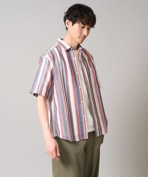 a.v.v(アーヴェヴェ)の「【洗濯機で洗える】マルチストライプワイドシルエットシャツ(シャツ/ブラウス・メンズ・レッド/ブルー・48/46)」の17枚目の写真