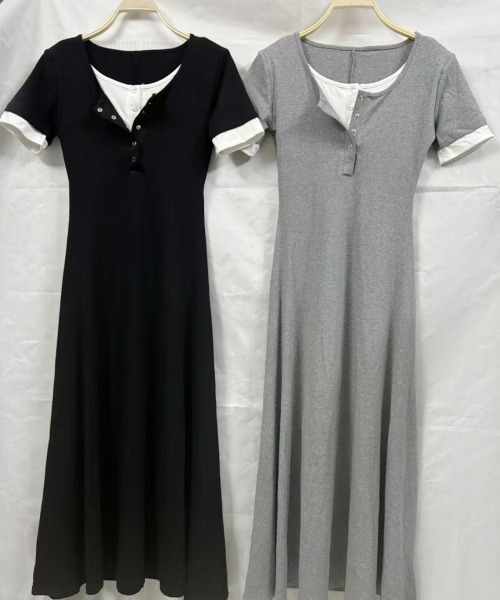 セール】レイヤード風 ロングワンピース Aライン（ワンピース