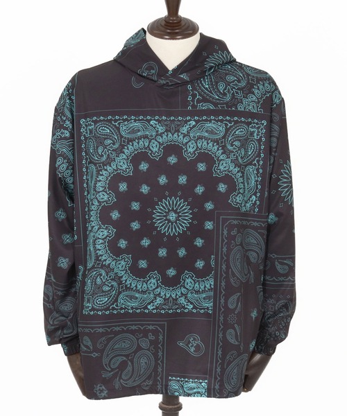 1minute 1second(ワンミニットワンセカンド)の「mj10652-bandana pattern hoodie blouson フーディーブルゾン(マウンテンパーカー・メンズ・ブラック×ホワイト/ホワイト×ブラック/ブラック×ブルー・S/M/L/XL)」の21枚目の写真
