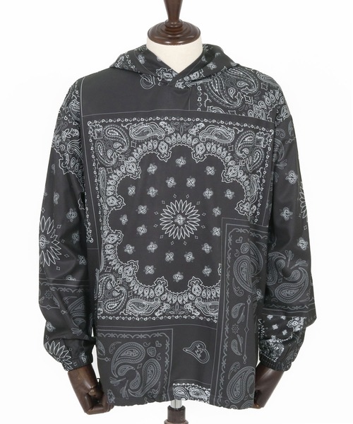 1minute 1second(ワンミニットワンセカンド)の「mj10652-bandana pattern hoodie blouson フーディーブルゾン(マウンテンパーカー・メンズ・ブラック×ホワイト/ホワイト×ブラック/ブラック×ブルー・S/M/L/XL)」の22枚目の写真