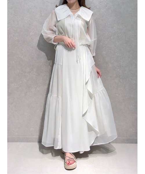 AND COUTURE（アンドクチュール）の「オーガンジーラッフルティアードスカート（スカート・レディース・ブラック/オフホワイト・FREE）」の12枚目の写真