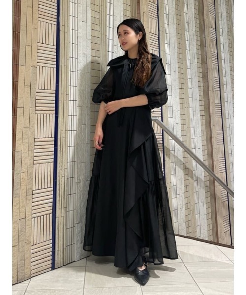 DOLCE&GABBANA ティアードフリル スカート ブラック 36 ブラックのウィメンズ メッシュ ロンゲット ペンシルスカート