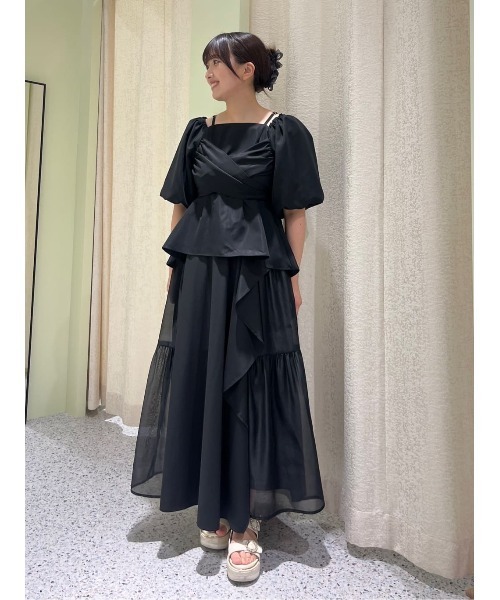 AND COUTURE（アンドクチュール）の「オーガンジーラッフルティアードスカート（スカート・レディース・ブラック/オフホワイト・FREE）」の15枚目の写真