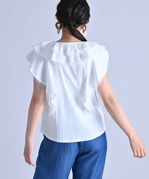 RAW FUDGE（ローファッジ）の「シルケット天竺フリルプルオーバー（Tシャツ/カットソー・レディース・オフホワイト/ブラック/チャコールグレー・M）」の12枚目の写真