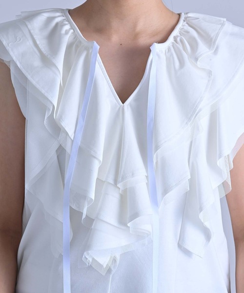 RAW FUDGE（ローファッジ）の「シルケット天竺フリルプルオーバー（Tシャツ/カットソー・レディース・オフホワイト/ブラック/チャコールグレー・M）」の22枚目の写真