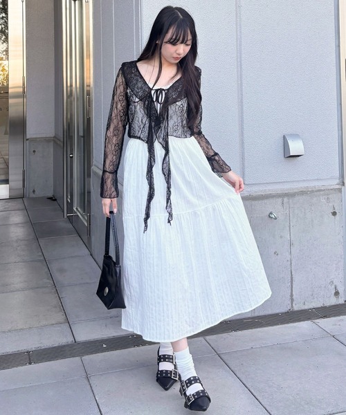 3.3 Field Trip （3.3フィールドトリップ）の「3.3 Field Trip／カスケードフリルカーディガン（カーディガン/ボレロ・レディース・ホワイト/ブラック・FREE）」の11枚目の写真