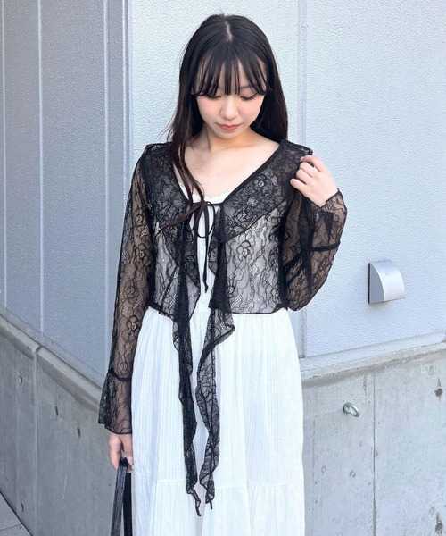 3.3 Field Trip （3.3フィールドトリップ）の「3.3 Field Trip／カスケードフリルカーディガン（カーディガン/ボレロ・レディース・ホワイト/ブラック・FREE）」の13枚目の写真