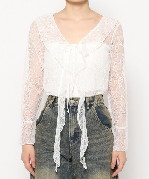 3.3 Field Trip （3.3フィールドトリップ）の「3.3 Field Trip／カスケードフリルカーディガン（カーディガン/ボレロ・レディース・ホワイト/ブラック・FREE）」の22枚目の写真