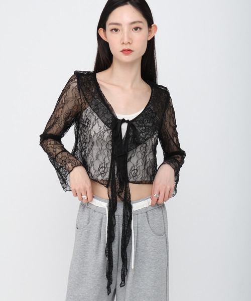 3.3 Field Trip （3.3フィールドトリップ）の「3.3 Field Trip／カスケードフリルカーディガン（カーディガン/ボレロ・レディース・ホワイト/ブラック・FREE）」の18枚目の写真