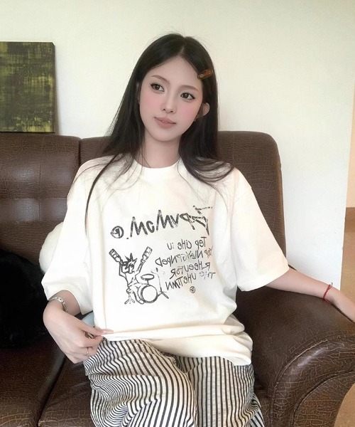 ロゴ プリント 古着風 Tシャツ 韓国ファッション 韓国ストリート