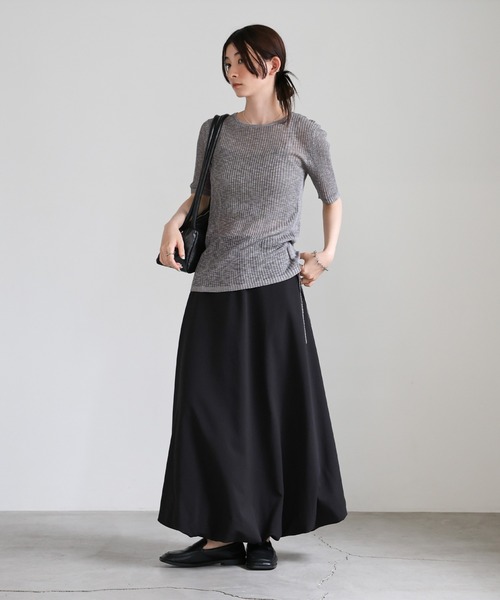 select MOCA(セレクトモカ)の「サイドギャザリングシアーニットトップス(ニット/セーター・レディース・チャコールグレー/オフホワイト/ブラウン・FREE)」の20枚目の写真