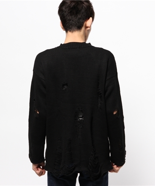 WHO'S WHO gallery（フーズフーギャラリー）の「【GIGGER】クラッシュニット（ニット/セーター・メンズ・グレー/ブラック・FREE）」の7枚目の写真