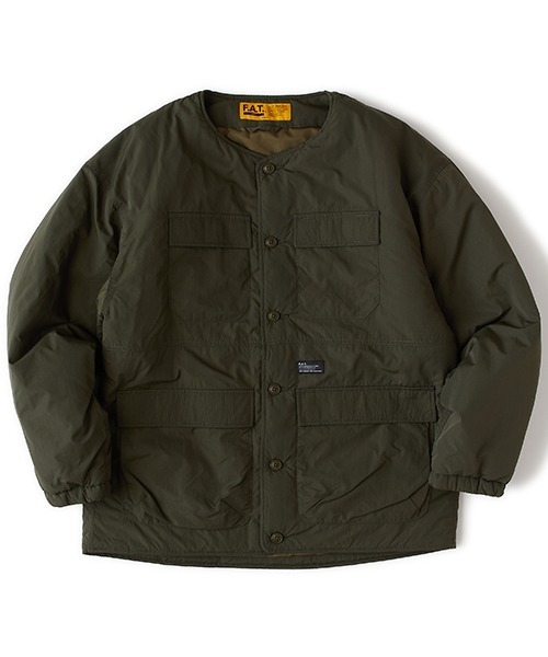 FAT(エフエイティー)の「PUFFLINER(ノーカラージャケット・メンズ・オリーブ/ブラック/ベージュ・JUMBO(XXL)/FAT(XL)/SKINNY(L)/TITCH(M))」の1枚目の写真
