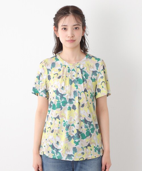LAURA ASHLEY(ローラアシュレイ)の「【洗える/ジャージ素材/同柄アイテムあり】オーズビー ハイドランジア柄 プルオーバー(Tシャツ/カットソー・レディース・ライトイエロー系1・38/40)」の6枚目の写真