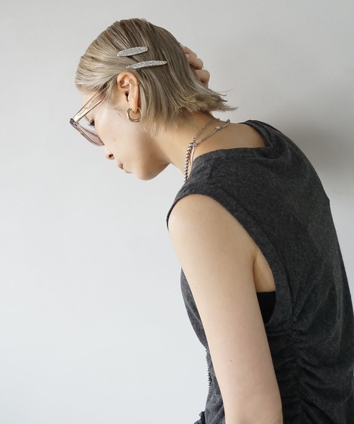 ラインストーン ヘアクリップ2個セット cha25s035-ファッション