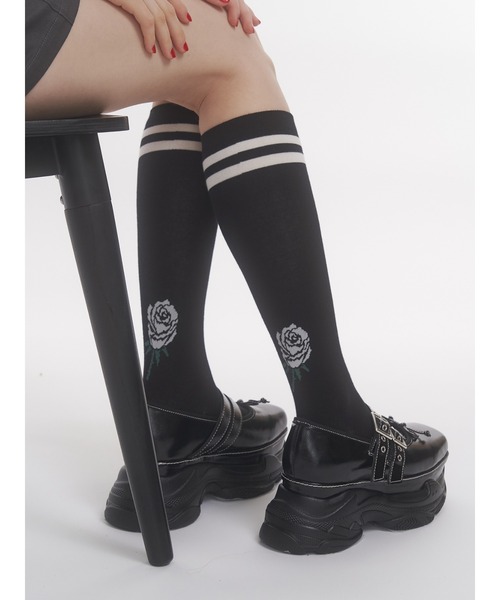 LONSDALE×jouetie】ローズジャガードラインハイソックス（ソックス
