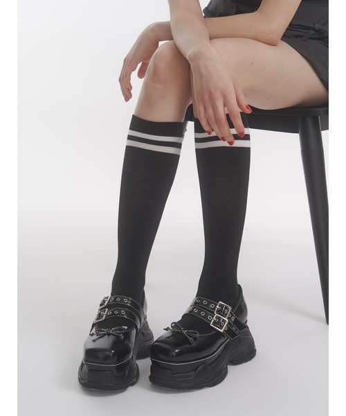 jouetie(ジュエティ)の「【LONSDALE×jouetie】ローズジャガードラインハイソックス(ソックス/靴下・レディース・ブラック/オフホワイト・FREE)」の14枚目の写真