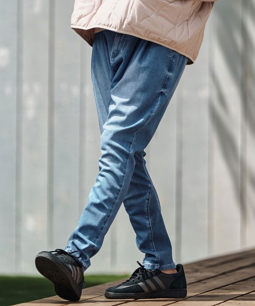 CAMBIO(カンビオ)の「mp13797- Stretch Denim Ribbed Hem Pants デニムパンツ(デニムパンツ・メンズ・ライトインディゴブルー/ダークインディゴブルー・S/M/L)」の2枚目の写真