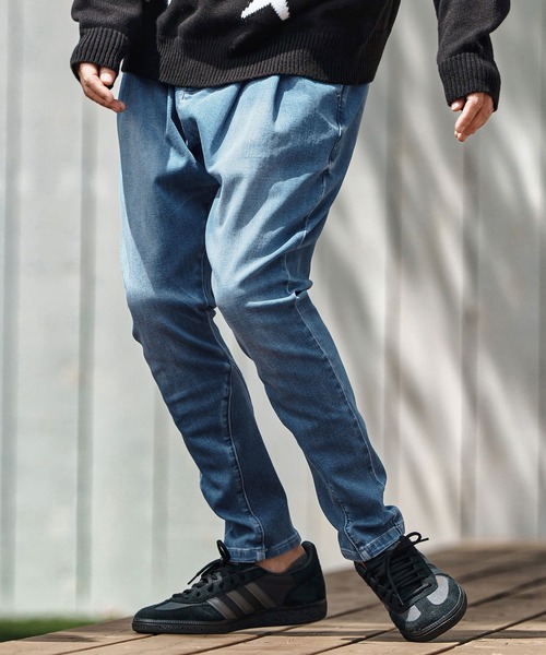 CAMBIO(カンビオ)の「mp13797- Stretch Denim Ribbed Hem Pants デニムパンツ(デニムパンツ・メンズ・ライトインディゴブルー/ダークインディゴブルー・S/M/L)」の4枚目の写真