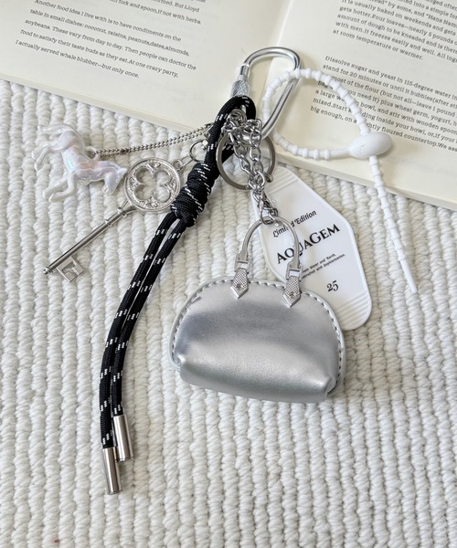 モノクロ ミニバッグ モーテル ルームキータグ ロープ コード付き