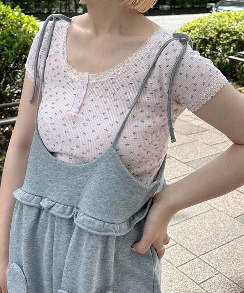 Alley Tokyo（アリートーキョー）の「小花ワッフルレースT（Tシャツ/カットソー・レディース・ピンク/オフホワイト/ベージュ・F）」の10枚目の写真